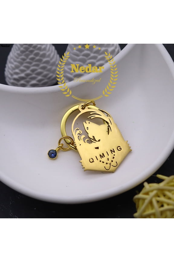 Wolf Head Custom Name Keyring Customized Animal Nameplate Stainless Steel Engraved Letters Number Keychain Birthday Gift