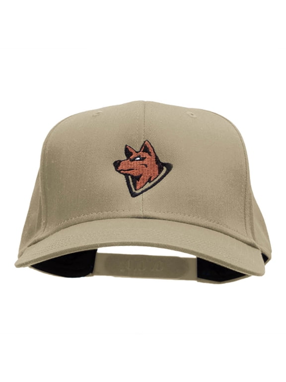 Wolf Head Embroidered Cotton Twill Pro Style Cap - Khaki OSFM