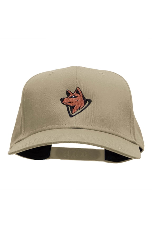 Wolf Head Embroidered Cotton Twill Pro Style Cap - Khaki OSFM