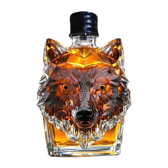 Wolf Head Glass Liquor With Exquisite Wolf Design Elegant Home Bar & Unique For Lovers