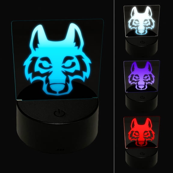 Wolf Head LED Night Light Sign 3D Illusion Desk Nightstand Lamp