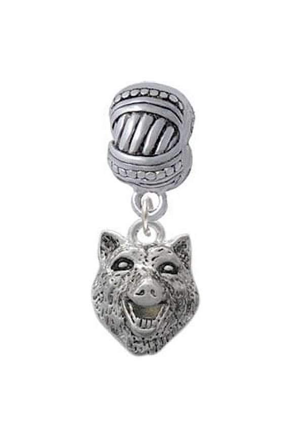 Wolf Head - Large Rope with Cross Beads Charm Bead