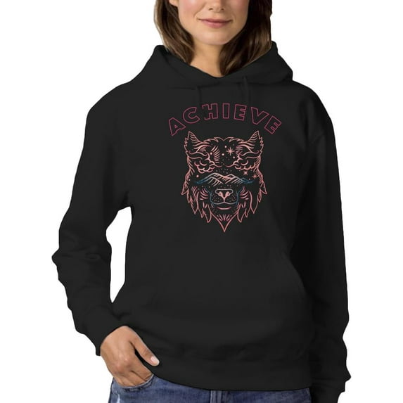 Wolf Head Lineart Hoodie Women -Image by Shutterstock, Female XX-Large