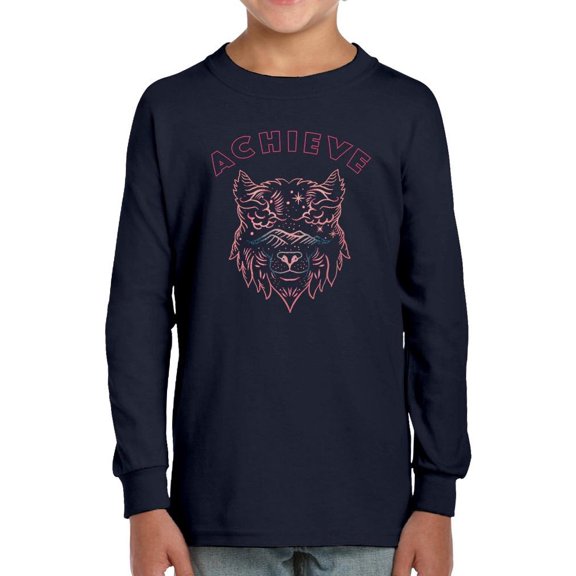 Wolf Head Lineart Long Sleeve Toddler -Image by Shutterstock,  3 Toddler