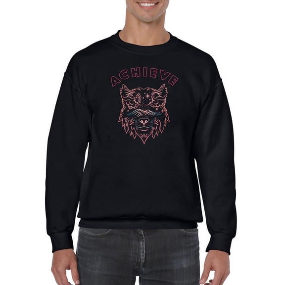 Wolf Head Lineart Sweatshirt Men -Image by Shutterstock, Male 4X-Large