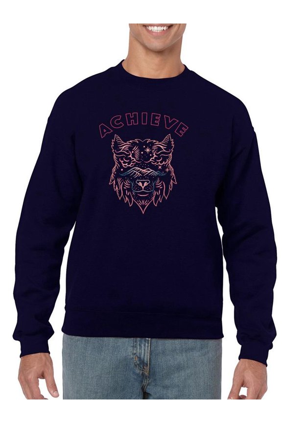 Wolf Head Lineart Sweatshirt Men -Image by Shutterstock, Male Small