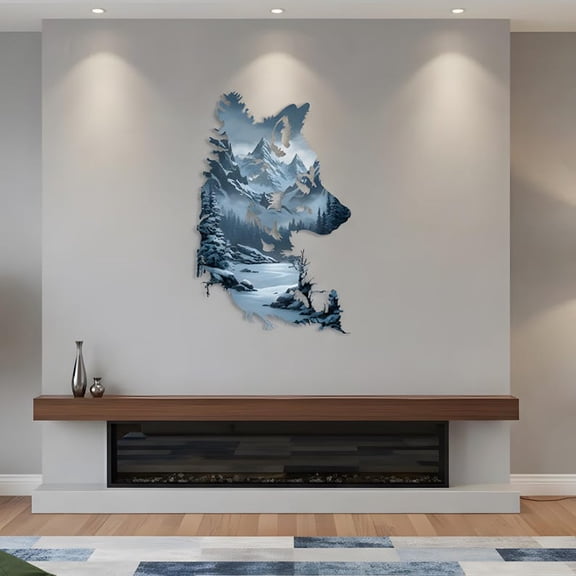 Wolf Head Metal Wall Art Sculpture Decorative Rustic Wall Decor