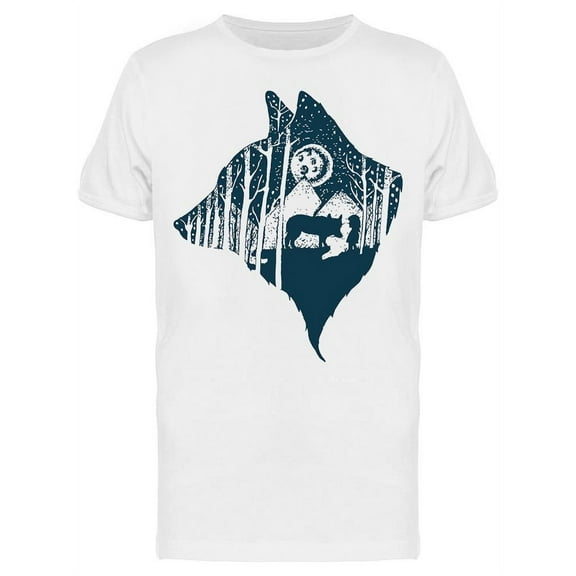 Wolf Head Outline Forest T-Shirt Men -Image by Shutterstock, Male Medium
