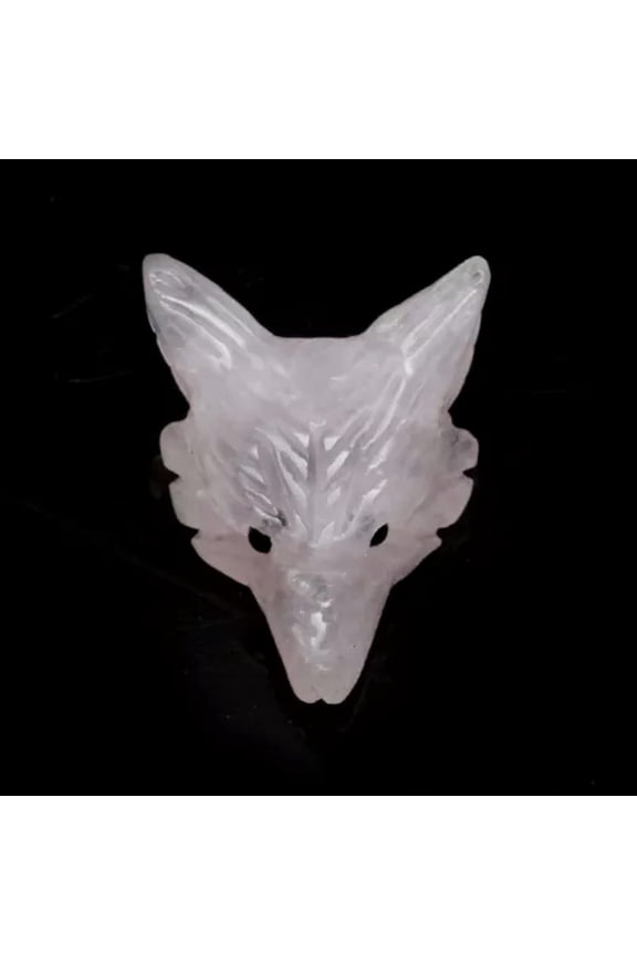 Wolf Head Pendant Natural Crystal Healing Quartz Stone Carved DIY Necklace Decor