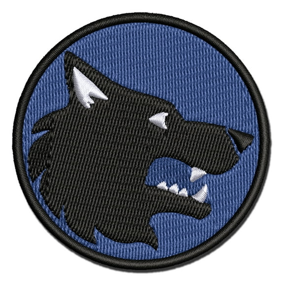Wolf Head Side Profile Applique Multi-Color Embroidered Hook & Loop Patch - 2.5 Inch Small
