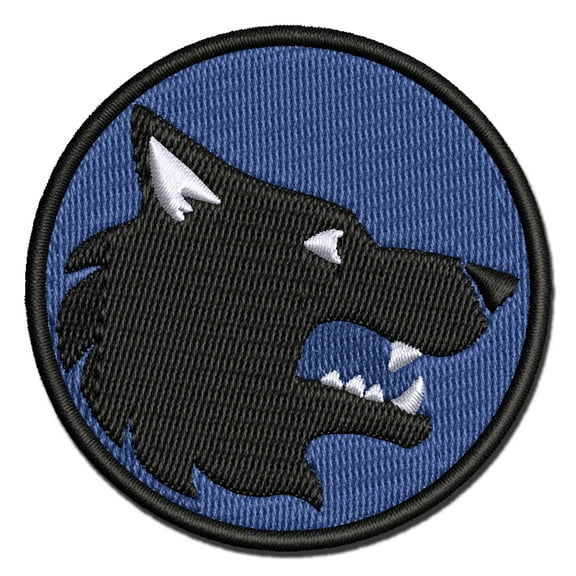 Wolf Head Side Profile Applique Multi-Color Embroidered Hook & Loop Patch - 3.5 Inch Large