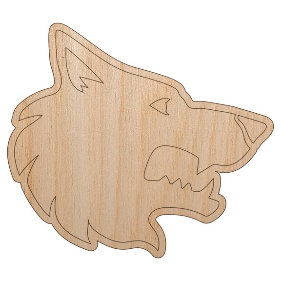 Wolf Head Side Profile Wood Shape Unfinished Piece Cutout Craft DIY Projects - 4.70 Inch Size - 1/8 Inch Thick