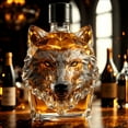 thumbnail image 1 of Wolf Head Whiskey Bottle, High Borosilicate Glass Liquor Bottle, 250ml Fashionable Shaped Decanter, Unique Wine Spirit Container, Gift for Collectors & Home Bar, 1 of 8