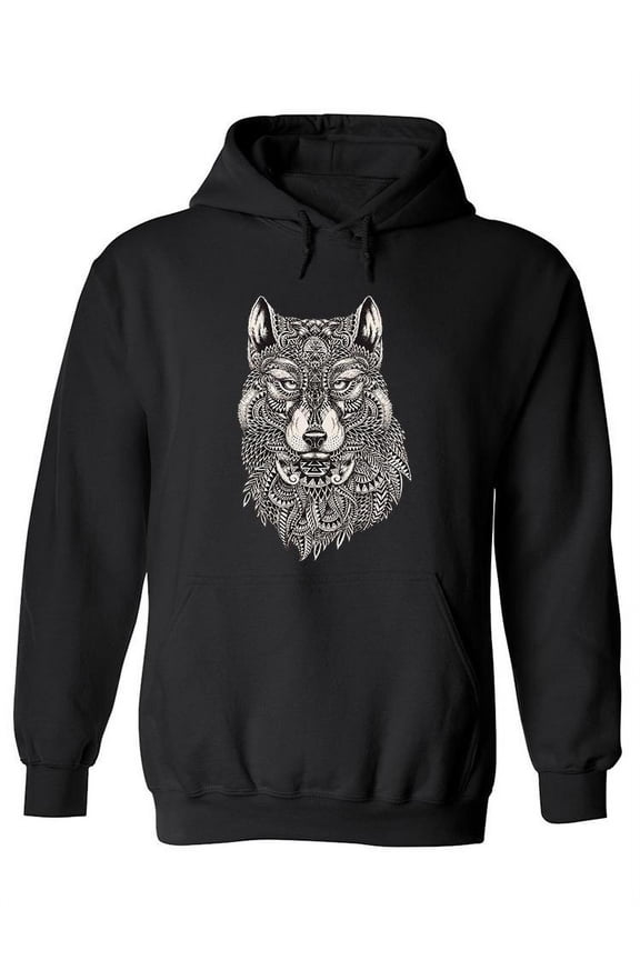 Wolf Head With Pattern Hoodie Women -Image by Shutterstock, Female Large