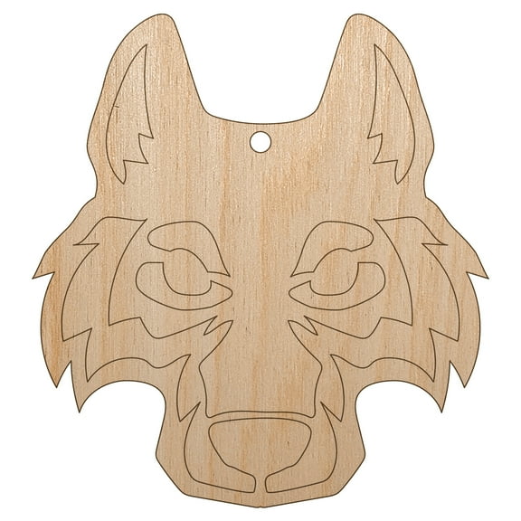 Wolf Head Wood Holiday Christmas Tree Ornament Unfinished DIY Pre-Drilled Craft