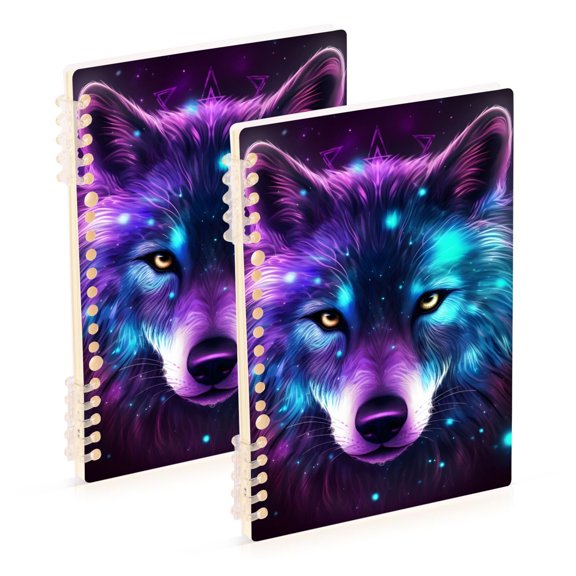 Wolf Head with Nebula Notebook Detachable Coil Notebook Diary Plan Book A5 Size 60 Pages 1 Pack