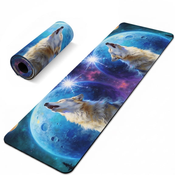 Wolf Heat Insulation Mats for Countertop Watercolor Roaring Wolf Fantasy Universe Planet Forest Tree Trivets for Hot Pots and Pans Waterproof Table Protector Cover for Kitchen 40x12 Inch