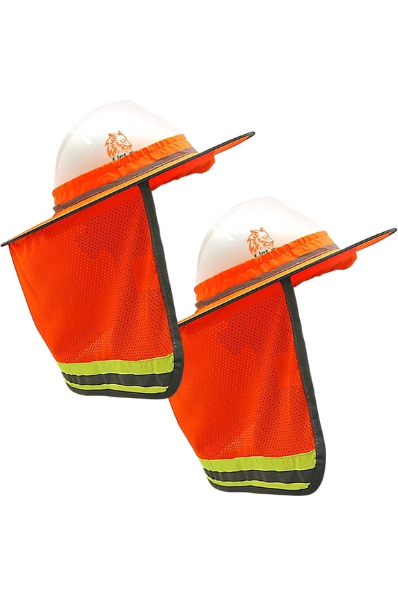 Wolf High-Visibility Orange Reflective Full-Brim Hard Hat Mesh Sun Visor Neck Shade