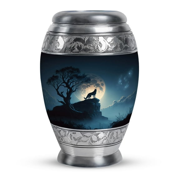 Wolf Hill Night Moon Sky Adult Cremation Urns -miniature Urn- Cremation Urns For Men - Human Urns For Ashes - Urn For Human Ashes (Size-3nch,1pcs)