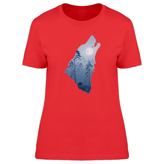 Wolf Howl Forest Inside T-Shirt Women -Image by Shutterstock, Female Medium