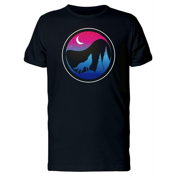 Wolf Howling At A Pink Sky T-Shirt Men -Image by Shutterstock, Male XX-Large