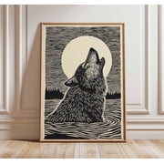 Wolf Howling At Moon Poster, Black And White Nature, Wilderness Animal, Nature Inspired Living Room Decor