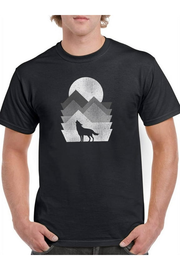 Wolf Howling At The Moon T-Shirt Men -Smartprints Designs, Male XX-Large