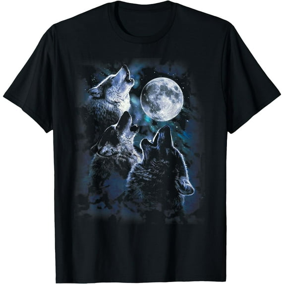 Wolf Howling At The Moon Wildlife Wolves Lovers Unisex T-Shirt for Men Women Kids Toddler,Black Color,Size 5/6