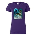 thumbnail image 1 of Wolf Howling At the Full Moon Wolf Pack Animal Lover Womens Graphic T-Shirt, Purple, Large, 1 of 3