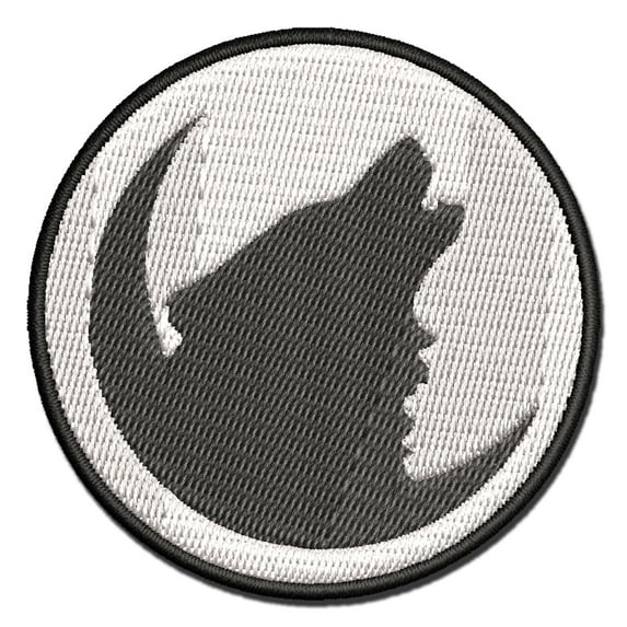 Wolf Howling Crescent Moon Applique Multi-Color Embroidered Hook & Loop Patch - 3.5 Inch Large