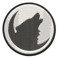 thumbnail image 1 of Wolf Howling Crescent Moon Applique Multi-Color Embroidered Iron-On Patch - 2.0 Inch Mini, 1 of 5