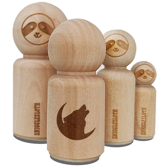 Wolf Howling Crescent Moon Rubber Stamp for Scrapbooking Crafting Stamping - Mini 1/2 Inch