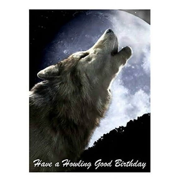 Wolf Howling Good Birthday Edible Cake Topper Decoration for 1/4 sheet cake