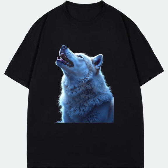Wolf Howling Graphic T Shirt Black Animal Print Design For Outdoor And Casual Wear