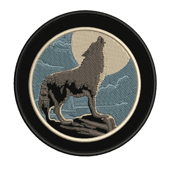 Wolf Howling Moon Embroidered Patch Iron/Sew-On Applique Explore Travel Souvenir