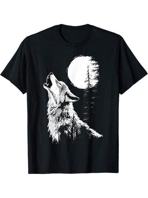 Wolf Howling Moon Forest Nature Wildlife T-Shirt