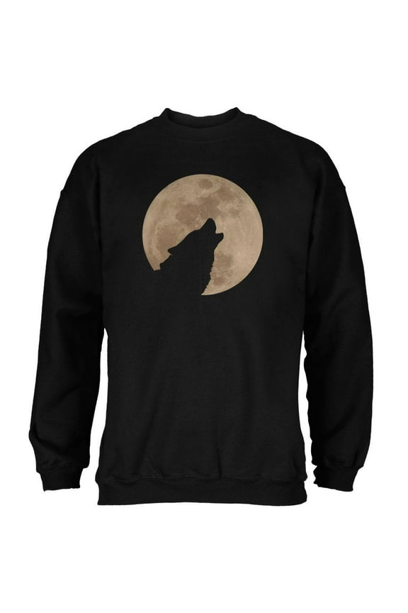 Wolf Howling Moon Silhouette Mens Sweatshirt Black LG