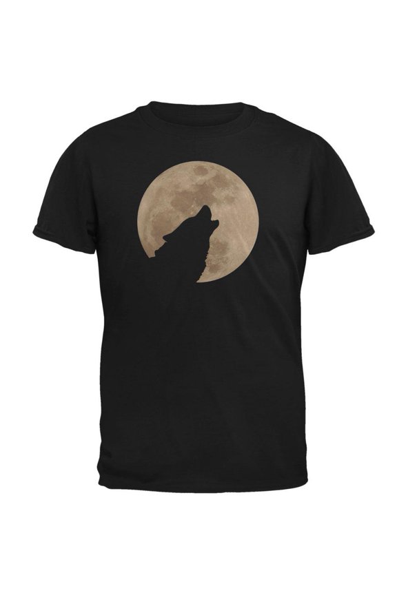 Wolf Howling Moon Silhouette Mens T Shirt
