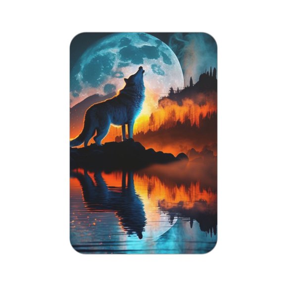 Wolf Howling Night Moon River Acrylic Fridge Magnets Decorative Refrigerator Magnets for Kitchen Office Whiteboard Locker