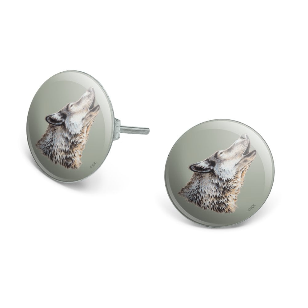 Wolf Howling Novelty Silver Plated Stud Earrings - Walmart.com