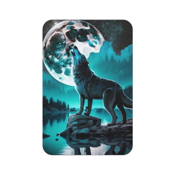 Wolf Howling River Night Moon Cool Acrylic Fridge Magnets Decorative Refrigerator Magnets for Kitchen Office Whiteboard Locker