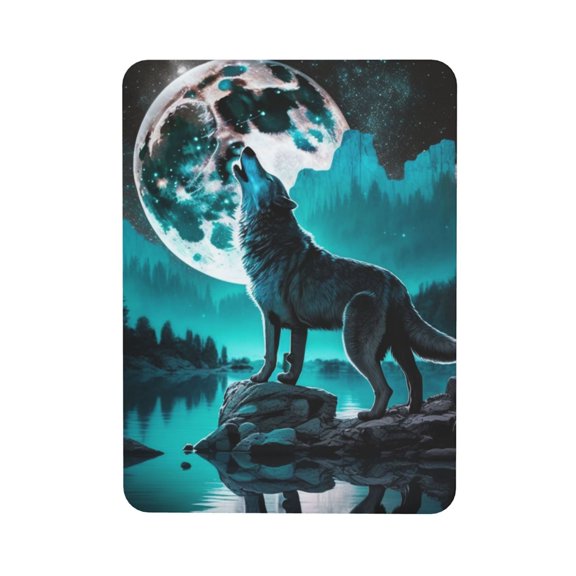 Wolf Howling River Night Moon Cool Rectangular Refrigerator Magnet, Soft Magnetic Fridge Magnet for Home, Office, Locker Decor