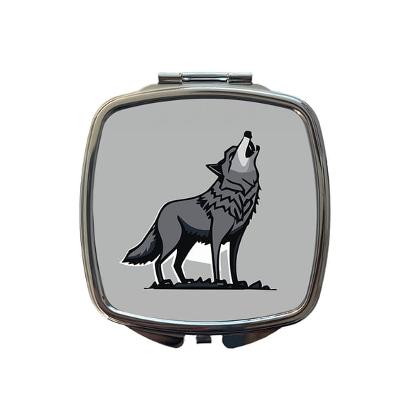 Wolf Howling Travel Makeup Handbag Purse Small Pocket Compact Mirror