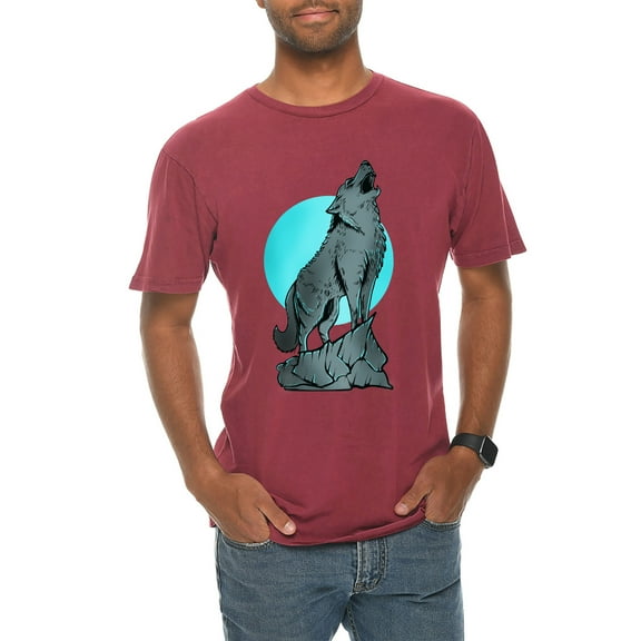 Wolf Howling Unisex Ring Spun Cotton Vintage Short Sleeve Crewneck Tee Shirt - Vintage Brick 2XL