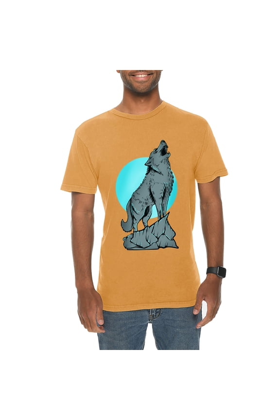 Wolf Howling Unisex Ring Spun Cotton Vintage Short Sleeve Crewneck Tee Shirt - Vintage Mustard 3XL