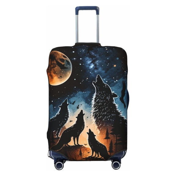 Wolf Howling Wolves Moon Night Stars Travel Luggage Cover Suitcase Protector Washable Protective 29"-32"