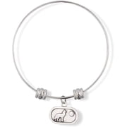 Wolf Howling at Moon on Oval Fancy Charm Bangle