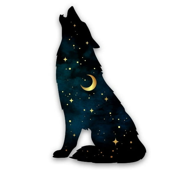 Wolf Howling at the Moon - 3" Vinyl Sticker - For Car Laptop Water Bottle Phone - Waterproof Decal