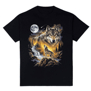 Wolf Howling at the Moon Forest Wildlife Art Design T-Shirt