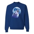 thumbnail image 1 of Wolf Howling at the Moon | Mens Animal Lover Crewneck Graphic Sweatshirt, Royal, Small, 1 of 3